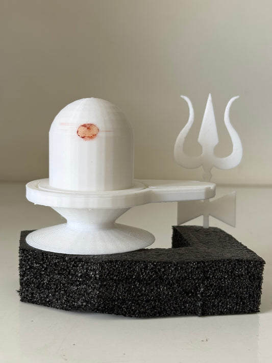 Shivling with Trishul & Damru | Hindu Home Temple Decor | Spiritual Gift | 3D Printed