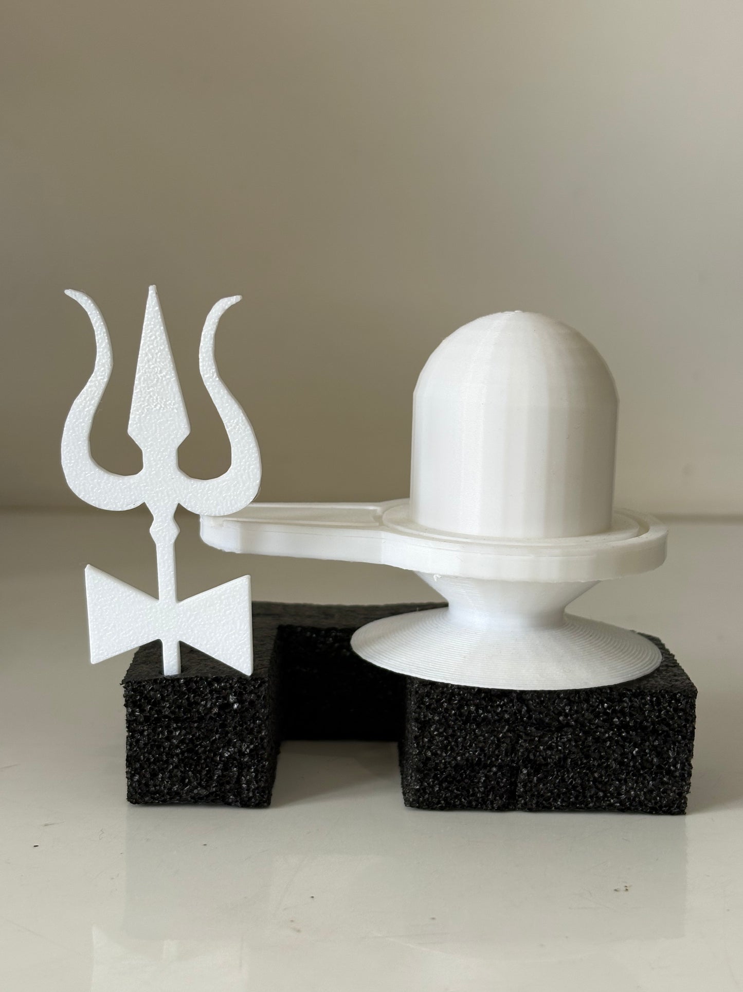 Shivling with Trishul & Damru | Hindu Home Temple Decor | Spiritual Gift | 3D Printed